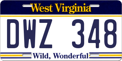 WV license plate DWZ348