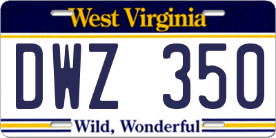 WV license plate DWZ350