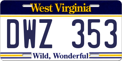 WV license plate DWZ353