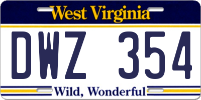 WV license plate DWZ354