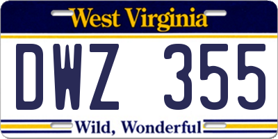 WV license plate DWZ355