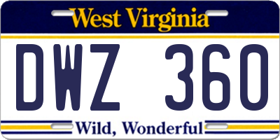 WV license plate DWZ360