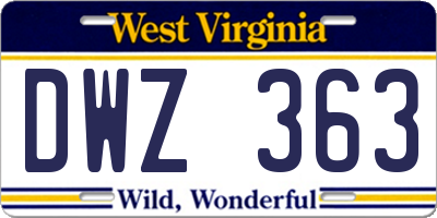 WV license plate DWZ363
