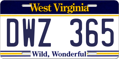 WV license plate DWZ365