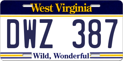 WV license plate DWZ387