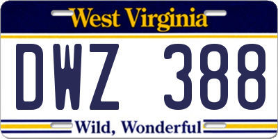 WV license plate DWZ388