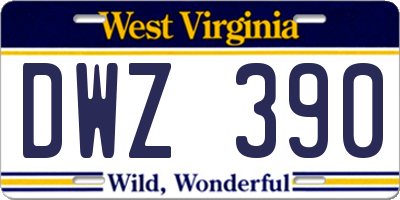 WV license plate DWZ390