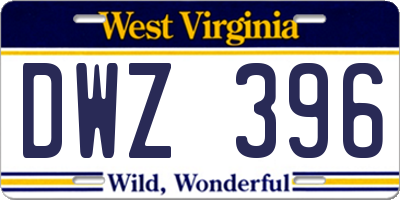 WV license plate DWZ396