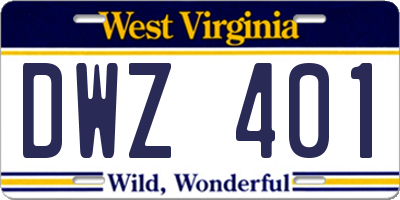 WV license plate DWZ401