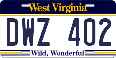 WV license plate DWZ402