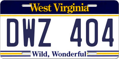 WV license plate DWZ404