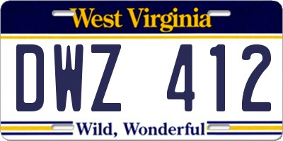 WV license plate DWZ412