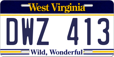 WV license plate DWZ413