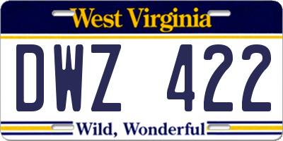 WV license plate DWZ422