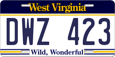 WV license plate DWZ423