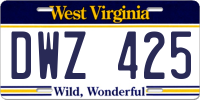 WV license plate DWZ425
