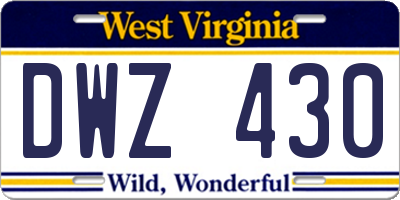 WV license plate DWZ430