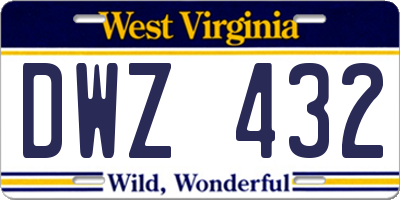WV license plate DWZ432