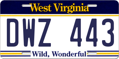 WV license plate DWZ443