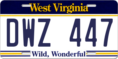 WV license plate DWZ447