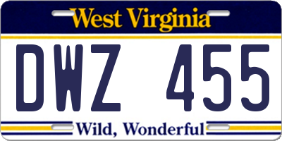 WV license plate DWZ455