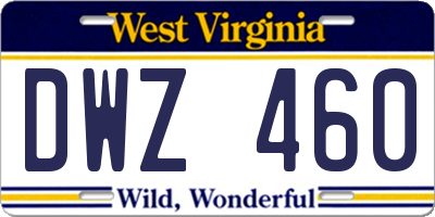 WV license plate DWZ460