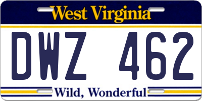 WV license plate DWZ462