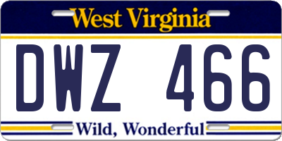 WV license plate DWZ466