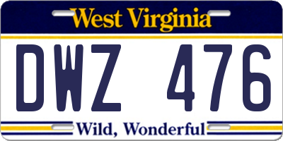 WV license plate DWZ476