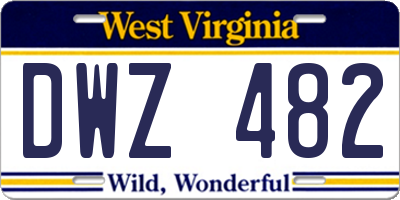 WV license plate DWZ482
