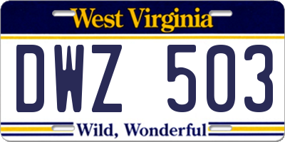 WV license plate DWZ503