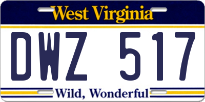 WV license plate DWZ517