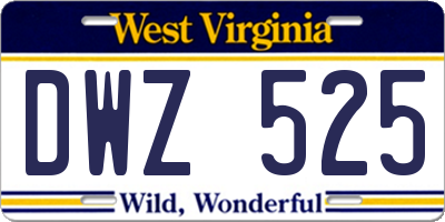 WV license plate DWZ525