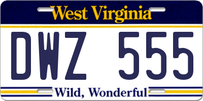 WV license plate DWZ555