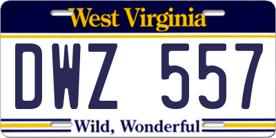 WV license plate DWZ557
