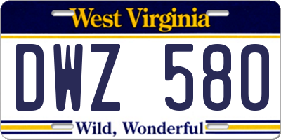 WV license plate DWZ580