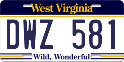 WV license plate DWZ581