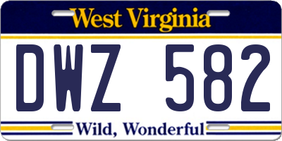 WV license plate DWZ582