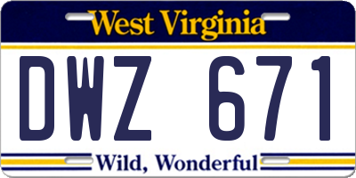WV license plate DWZ671