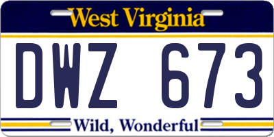 WV license plate DWZ673