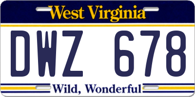 WV license plate DWZ678