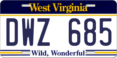 WV license plate DWZ685