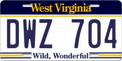 WV license plate DWZ704