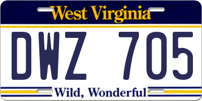 WV license plate DWZ705