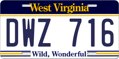 WV license plate DWZ716