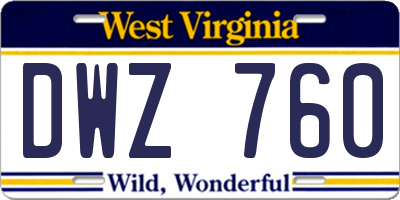 WV license plate DWZ760