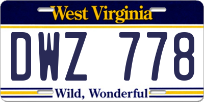 WV license plate DWZ778