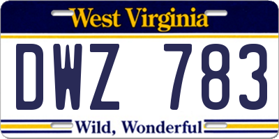 WV license plate DWZ783