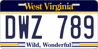 WV license plate DWZ789