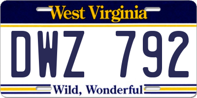 WV license plate DWZ792